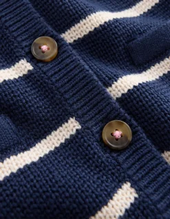 Boden Pulls & Gilets|Ensembles Assortis-Veste col rond en maille Rayé bleu marine universitaire/ivoire doux