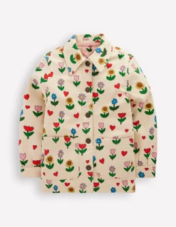 Boden Manteaux & Vestes|Ensembles Assortis-Veste en jean Motif Sunflower Garden ivoire