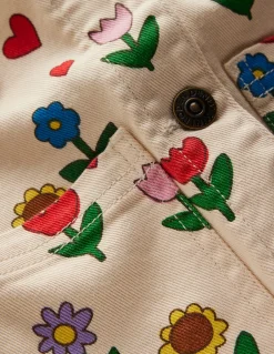 Boden Manteaux & Vestes|Ensembles Assortis-Veste en jean Motif Sunflower Garden ivoire