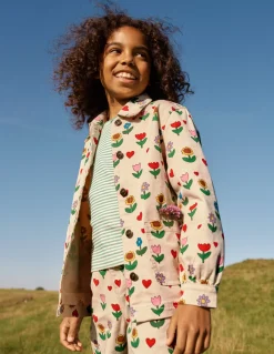 Boden Manteaux & Vestes|Ensembles Assortis-Veste en jean Motif Sunflower Garden ivoire