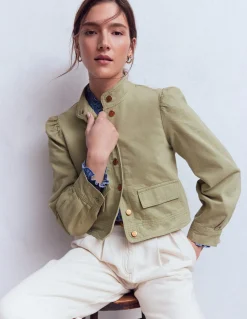 Boden Manteaux & Vestes-Veste en jean avec surpiqûres Vert tendre