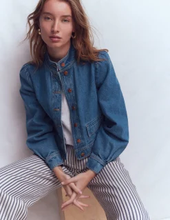 Boden Manteaux & Vestes-Veste en jean avec surpiqûres Denim délavage moyen