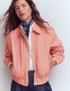 Boden Manteaux & Vestes-Veste Harrington décontractée Rayé tramway rouge