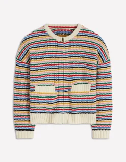 Boden Pulls & Gilets-Veste Maya zippée Ivoire, arc-en-ciel