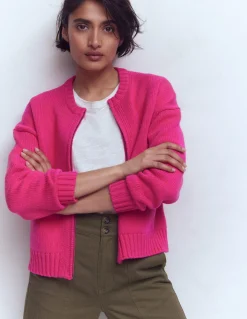 Boden Pulls & Gilets-Veste Maya zippée Rose flamboyant