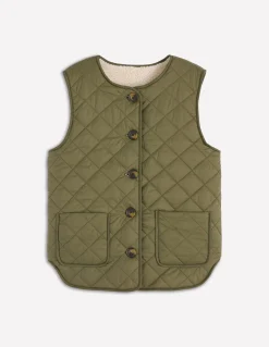 Boden Manteaux & Vestes-Veste sans manches Clerkenwell réversible Vert forêt, borg couleur naturelle