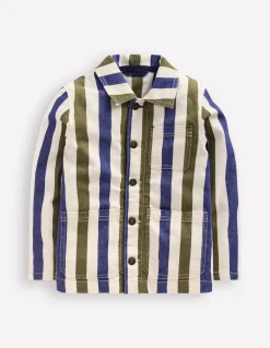 Boden Manteaux & Vestes|Ensembles Assortis-Veste style vêtement de travail en toile Rayé bleu et vert