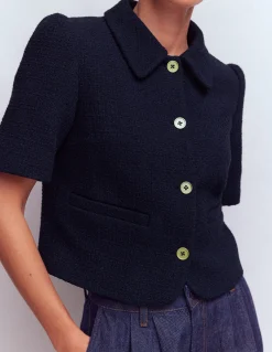 Boden Tenues De Travail|Manteaux & Vestes-Veste texturée à manches courtes Bleu marine