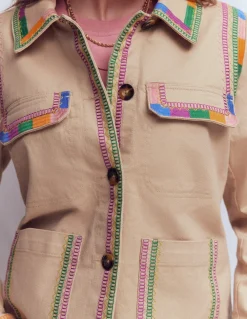 Boden Manteaux & Vestes-Veste utilitaire brodée Camel chiné