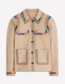 Boden Manteaux & Vestes-Veste utilitaire brodée Camel chiné