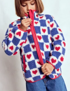 Boden Manteaux & Vestes-Veste zippée Eden en borg Motif Heart Stamp bleu