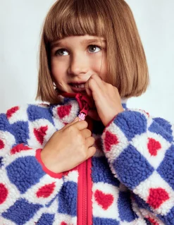 Boden Manteaux & Vestes-Veste zippée Eden en borg Motif Heart Stamp bleu