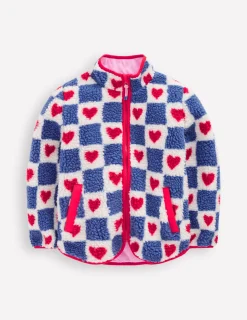 Boden Manteaux & Vestes-Veste zippée Eden en borg Motif Heart Stamp bleu
